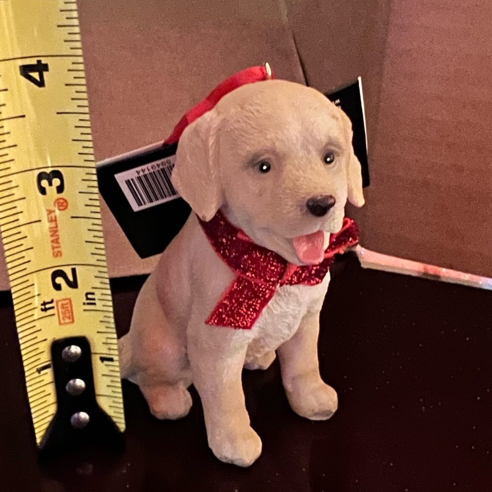 New Labrador With Red Bow Ornament